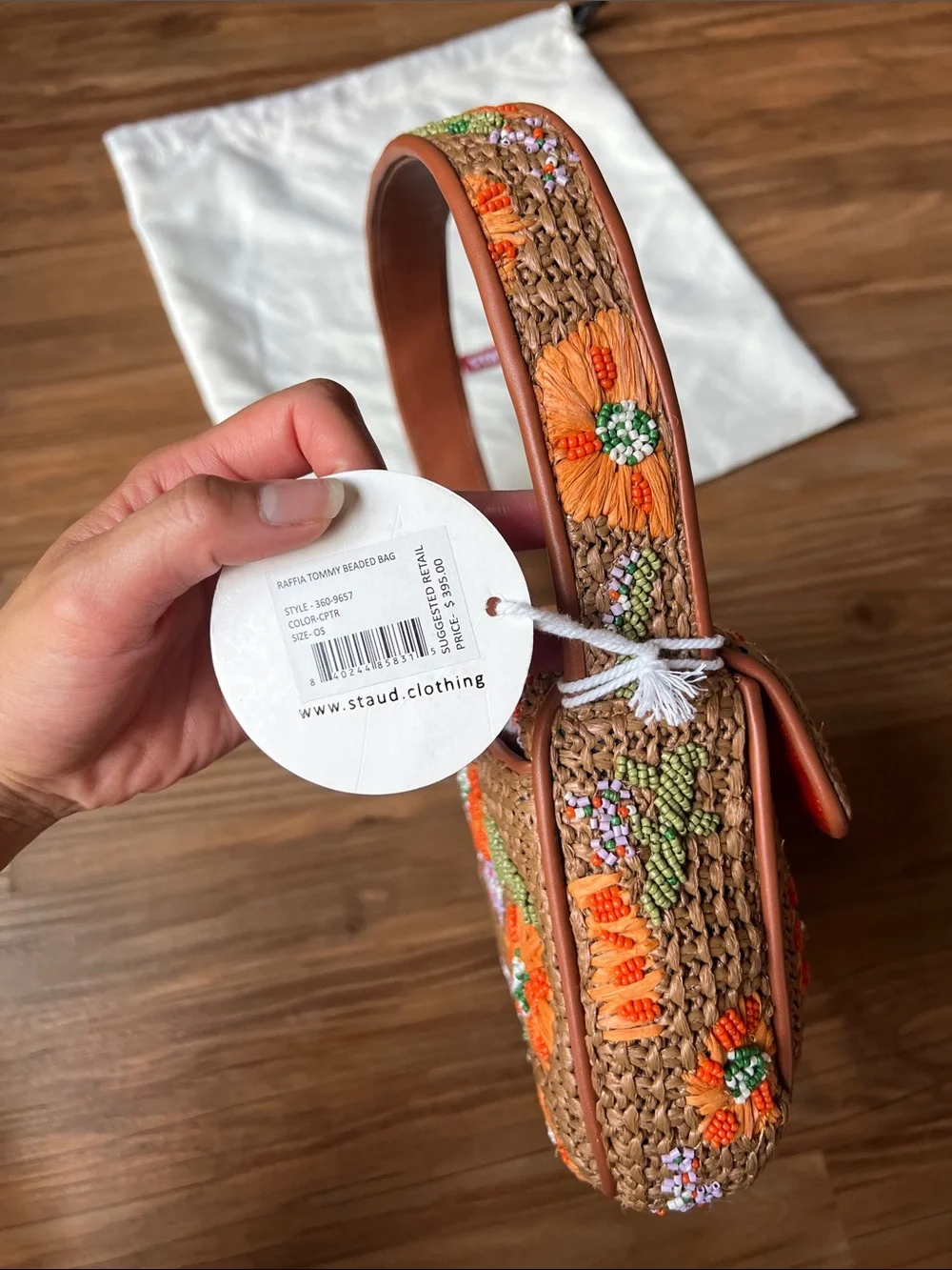 STAUD Tommy Beaded Bag Raffia - Picture 9 of 16